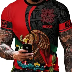 Men's Eagle Print O-neck Active T-shirt Summer Casual Comfortable T-shirts Men's Clothing Daily Gym Workout Running T-shirt