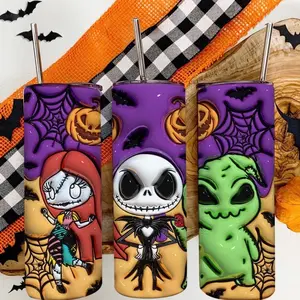 Cartoon Spooky Vibez Tumbler-Halloween 20 oz Stsine Stainless Steel Drinkware