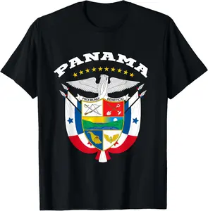 100% Cotton Panama Coat of arms Tee Flag souvenir Panama City T-Shirt