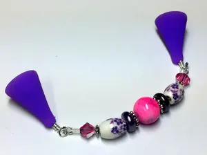 Knitting Needle Point Protector Jewelry- Purple Flowers