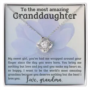 Granddaughter You have me Wrapped Around Your Finger- Love Knot Necklace - Granddaughter Gifts from Grandma Grandpa, To My Granddaughter Necklace, Grandma Granddaughter Jewelry, Birthday Gift for Granddaughter