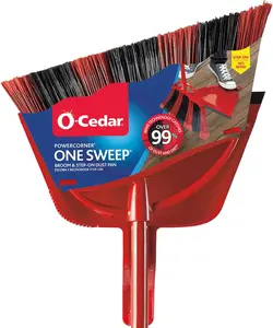 O-Cedar One Sweep Broom with Step-On Dustpan | Remove 99% with One Sweep | Lightweight Cleaning Tool | Lightweight One-Sweep Broom with Dustpan Pet