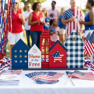 July 4th Independence Day Cabin Table Decor, Rustic Wooden 'freedom Home' Sign, Family Theme Desktop Decoration for Living Room, Kitchen, Bathroom, Bedroom, Home Decor Products, Wooden Decor Plaque