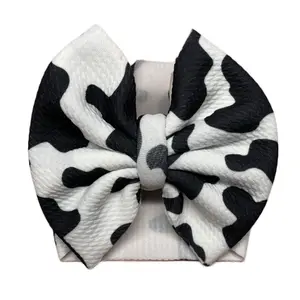 Cow Print Head Band - Black and White Cow Design, Classic Bow Shape, Soft Fabric, Ideal for Casual Wear P-NB
