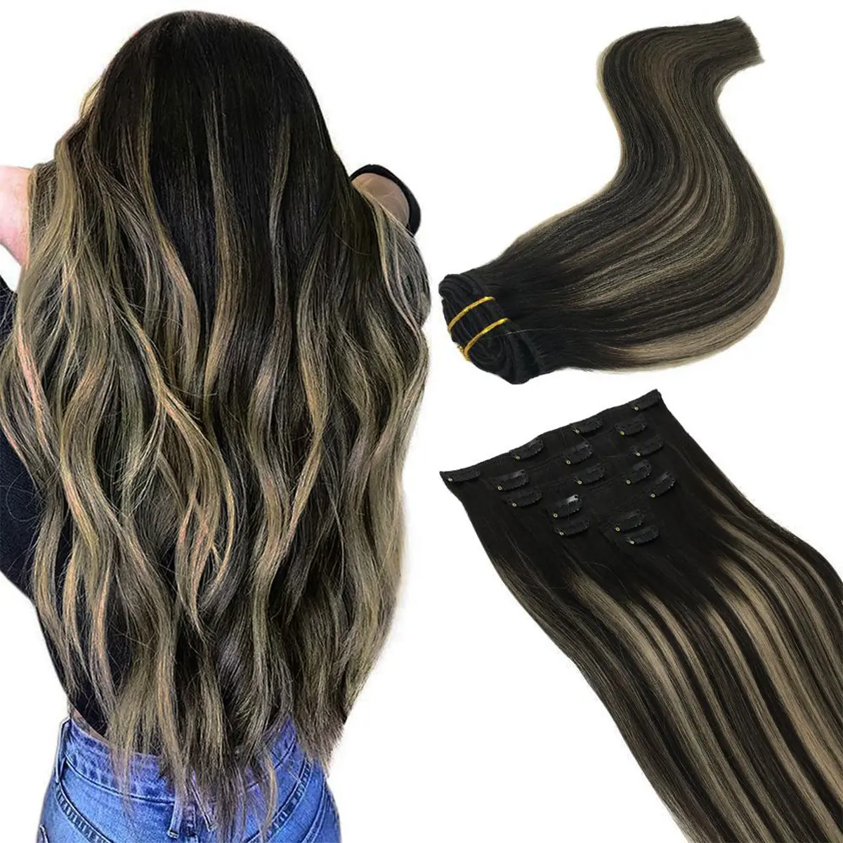 #1B/16/1B Balayage Natural Black to Light Blonde