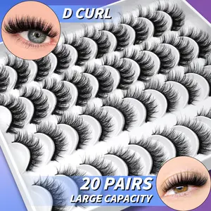 GROINNEYA Eyelashes 3D Mink Lashes Fluffy Soft Wispy Natural Cross Eyelash Extension Reusable Lashes Mink False Eyelashes Makeup