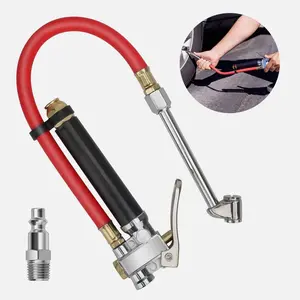 Car Tire Inflator Gauge 300 PSI Air Compressor Tool with Ergonomic Grip Handle, Flexible Rubber Hose & Universal Air Compressor Compatibility
