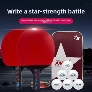 Professional High Elasticity Table Tennis Racket Set, Includes 3-Star Balls & Protective Strips, Ideal for Training & Competition Use