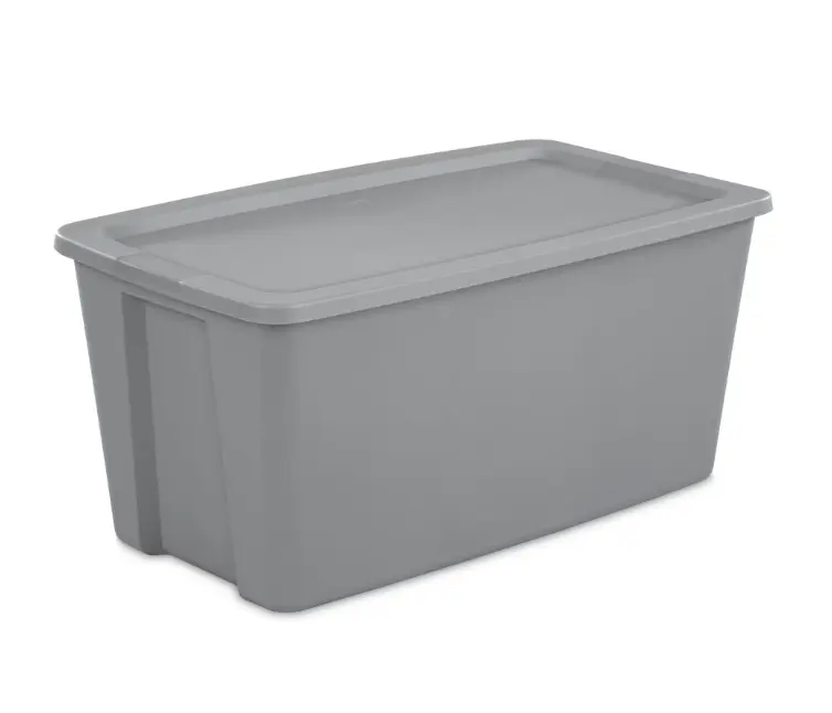 50 Gal Gray Plastic Storage Bin with Secure Snap-On Lid, Extra Large Home Organizer Tote for Home Supplies