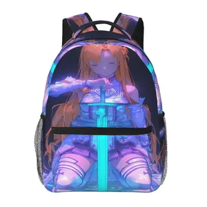 Sword Art Online Fashion Backpack – Large Capacity Daily Commuter Bag for Outdoor Hiking and Business; Cartoon Casual Sword Art Online Merchandise Laptop Daypack/School Bag for Women, Men, and Gift Giving