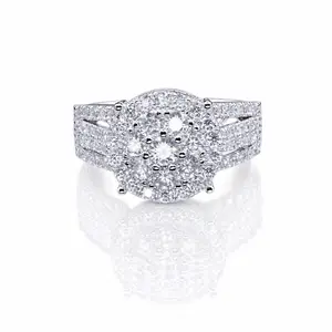 Round Moissanite Cluster Ring 1.5CT