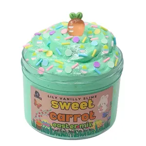 Sweet Carrot Easter Mix Icee Butter Slime with Pastel Sprinkles and Carrot Top Charm