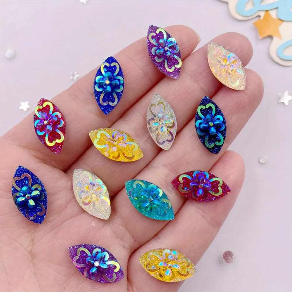 20PCS Mixed 9mm*18mm AB Resin Horse eye Flat back Rhinestone Gemstones Wedding Scrapbook Jewelry Decor Crafts Accessories Glitter rhinestones