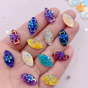 20PCS Mixed 9mm*18mm AB Resin Horse eye Flat back Rhinestone Gemstones Wedding Scrapbook Jewelry Decor Crafts Accessories Glitter rhinestones