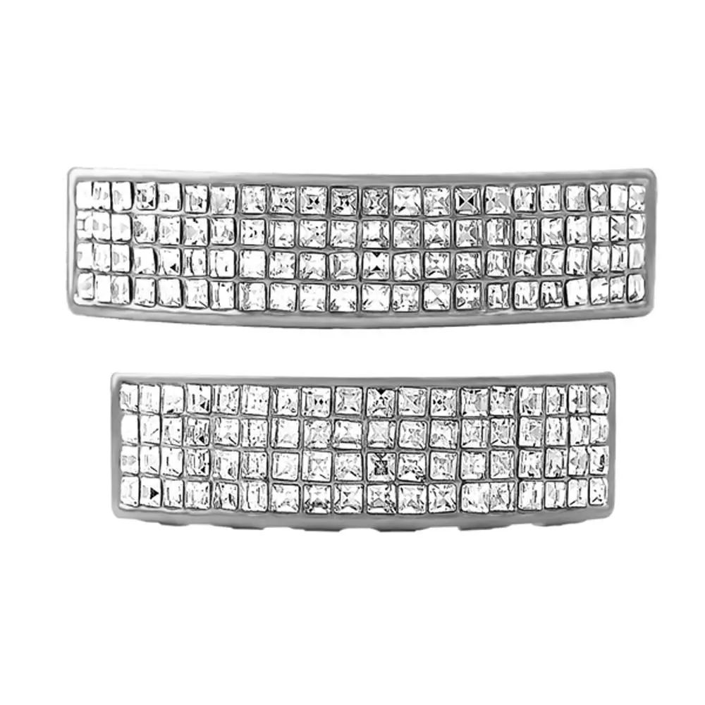 Unisex Diamond Cut Grillz Ring - Elegant Fashion Ring, 4-Row Rhodium-Plated Rhinestone Sparkling Rhinestone Style Mcbling Costume Jewelry Set, Elegant Fashion Rings