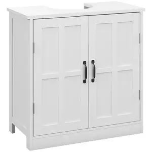 212 Main  kleankin Bathroom Sink Cabinet, Pedestal Sink Cabinet with Double Doors & Adjustable Shelf, White