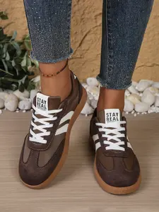 Women's Spring Autumn New Style PU Textile Sneakers, Retro Fashion Breathable Comfort Casual Shoes, Thick Sole Anti-Slip Lightweight, Breathable Sports Sneakers