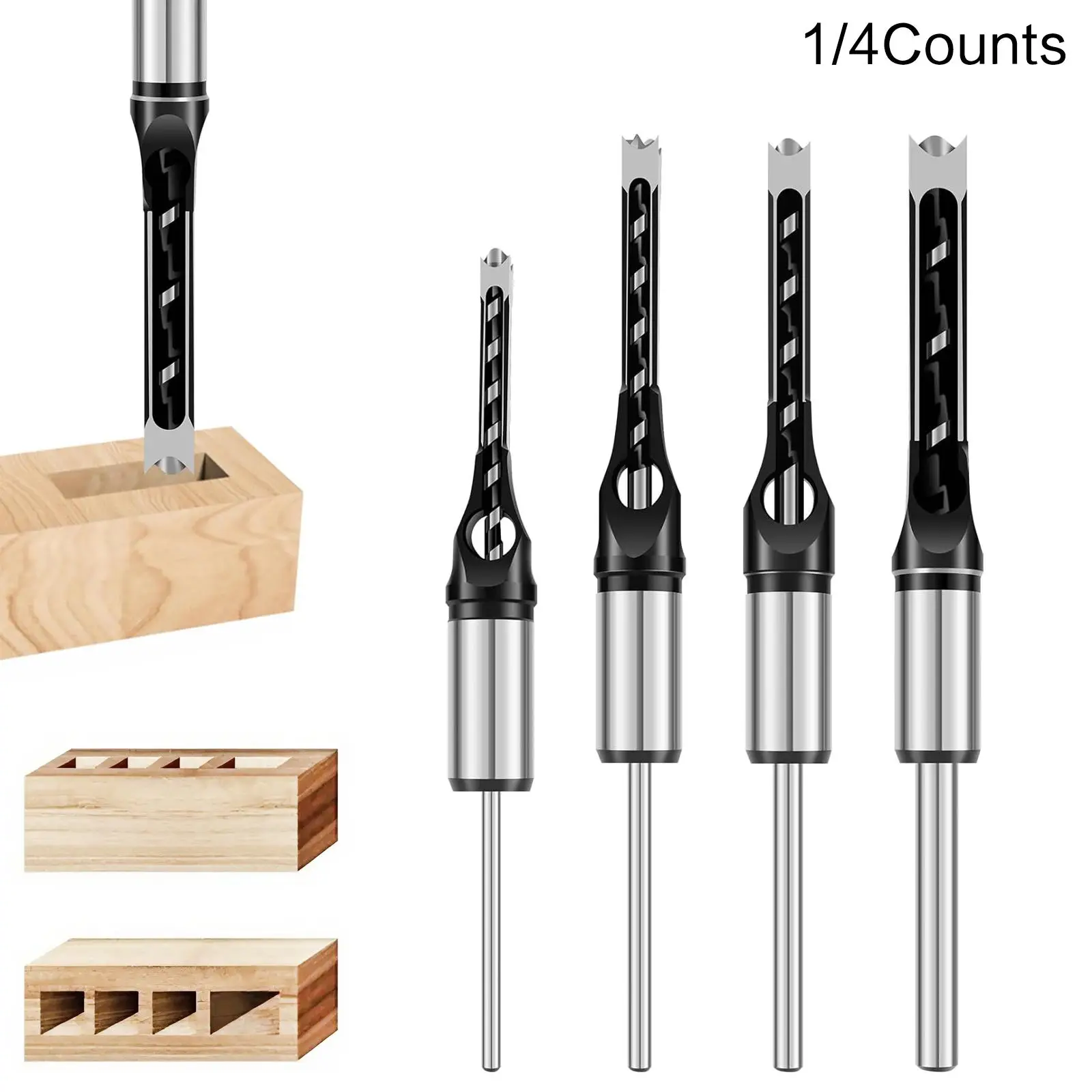HSS Square Hole Woodworking Mortise Drill Bit, Portable Chisel Drill Bits, Square Auger Mortising Chisel Drills, Power Tool Accessories