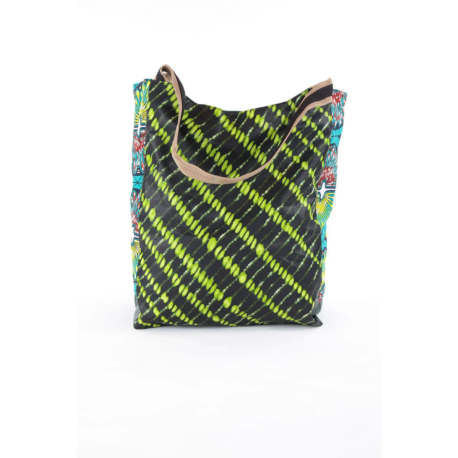 African Print shopper bag-Green Batik Print