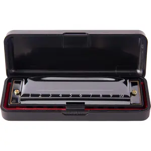 Harmonica 10 Holes 20 Tunes Mouth Organ Blues Deluxe Harmonica, Key of C for Beginner, Adults,  , Black