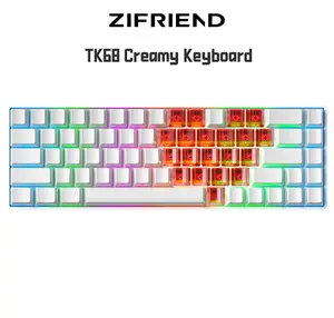FURYCUBE x ZIFRIEND TK68 60% Mechanical Gaming Keyboard - 68 Keys Compact Layout, Hot-Swappable Mint Switches, RGB Backlit, Type-C Wired, Ergonomic Design for Office & PC