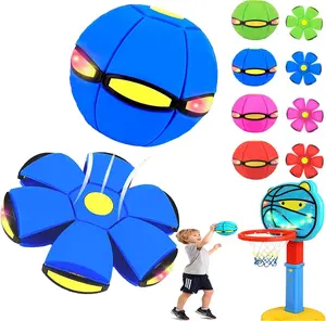 Magic Ball, Magic Meta Ball, Children's Bouncing Ball with 6 Light, Magic Flying Saucer, Pet Flying Saucer, Foldable, Dual Form Freely Switchable, Transforming Toy for Parent-Child Interaction, Suitable, for Indoor & Outdoor Use