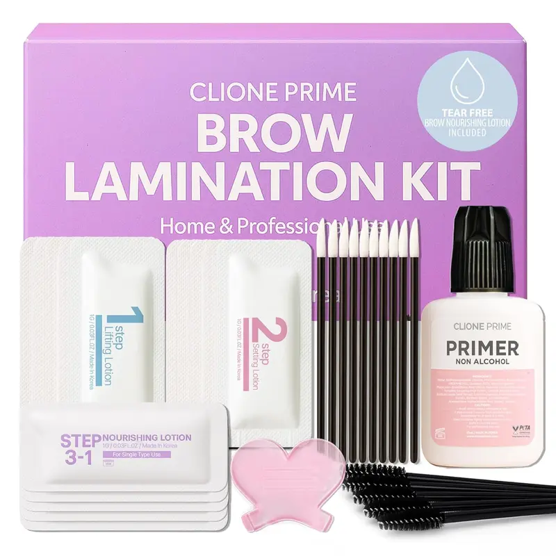 CLIONE PRIME Korean Brow Lamination Kit At Home - Eyebrow Lamination Kit, Professional Eye Brow Perm Kit For Salon, Instant DIY Eyebrow Lift Kit for Fuller Thicker Brows Lasts For Upto 8 Weeks, Makeup Cosmetic