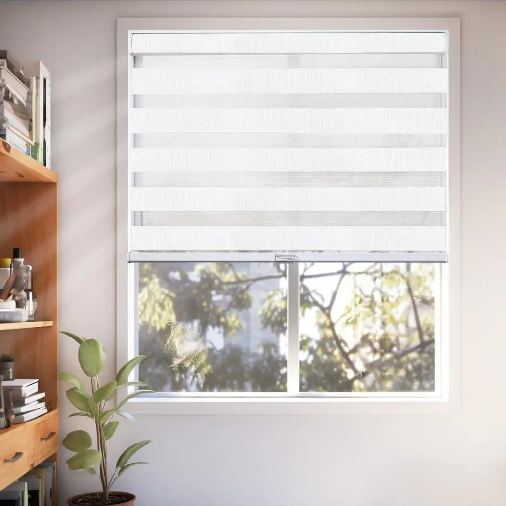 CHICOLOGY Zebra Blinds - Cordless, No-Drill, Black-and-White Roller Window Shades for Home Windows, Cordless Blinds, No Drill Blinds