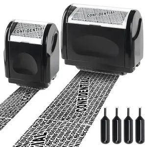 Identity Theft Protection Roller Stamp, ID Police Stamp Roller, 2 Pack Confidential Roller Stamp with 4 Refills, Home & Office Security, Office Supplies