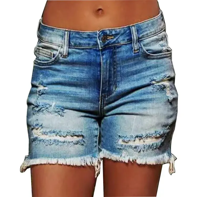 2026 Ripped Raw Edge Large Size Non-elastic Denim Shorts For Women Slimming Jeans