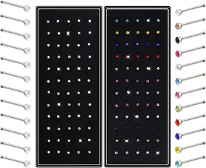 Stainless Steel Nose Ring Body Piercing Jewelry 120 pcs Set White+Multicolor