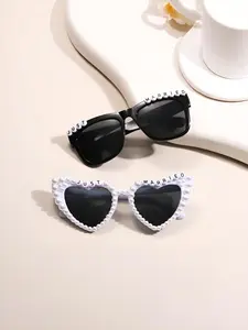 Heart-Shaped Classic Bride & Groom Glasses Set, Artificial Design, Perfect for Wedding Banquets, Music Festivals, Bachelorette Parties, Gift