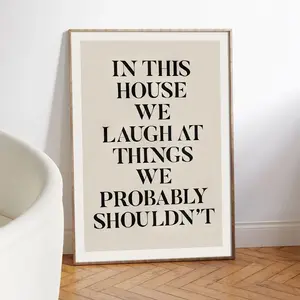 1pc Frameless Modern Humorous Wall Art Poster, Ink Canvas Painting for Living Room Bedroom Kitchen Modern Home Decor, Inspirational Humor Quotes Gift