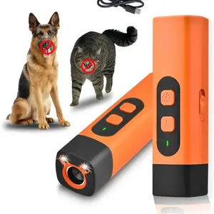 Rechargeable Ultrasonic Dog Deterrent Device, Safe 25khz Frequency Repeller, Indoor/outdoor LED Bark Control, 30ft Range, Dog Whistle & Accessories