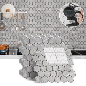 Self-Adhesive Tile Wall Stickers, 10pcs Removable PVC Tiles, Modern Honeycomb Design, Waterproof & Scratch Resistant, Bathroom Kitchen Decor