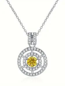 Moissanite 925 Sterling Silver Necklace, Elegant Gift for Wife Girlfriend Daughter, Birthday Valentine's Day Anniversary, Includes Jewelry Box