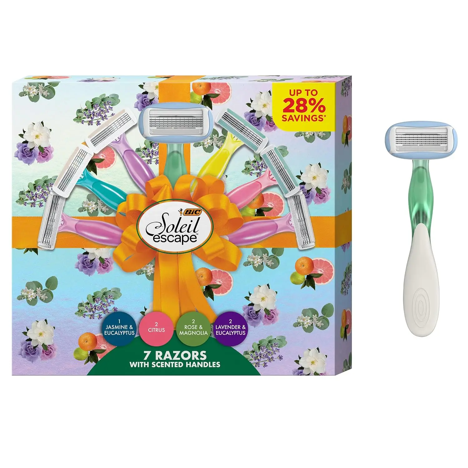 Women's BIC Soleil Escape Disposable Shaving Razors - 3 to 5-Blade Options, 7-Pack (Beauty & Personal Care, Hair Removal Razors)