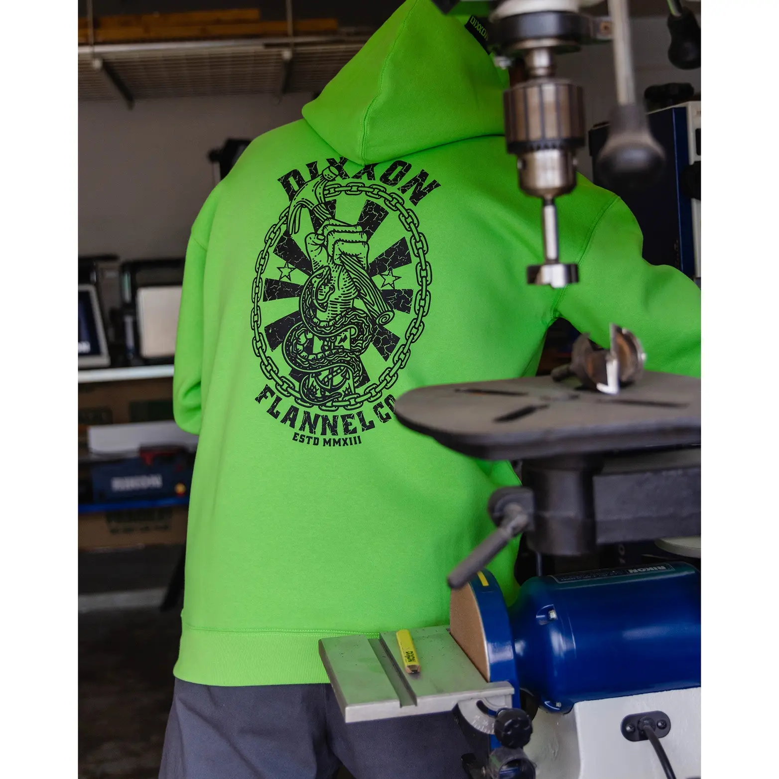 Black Hammersnake Pullover Hoodie - Safety Green