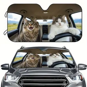 [1pc Cat Sunshade] A Car Sunshade Featuring a Cat Design, Suitable for Blocking Sunlight on The Front Windshield. It Is Compatible with Sedans, Universal Models, And RVs