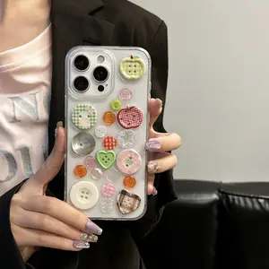 3D Button  Phone Case For iPhone 17 16 15 14 13 12 11 16 Pro Max 14 15 16 Plus Silicone Clear Transparent Protector Cover