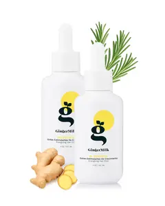 Rosemary & Castor Oil Scalp Serum Drops – 2-Pack | Biotin & Ginger Treatment | Strengthens Weak, Fine Hair for Thicker, Fuller-Looking Hair | Lightweight & Non-Greasy | 2 x 4 oz / 120 ml | Ginger Milk