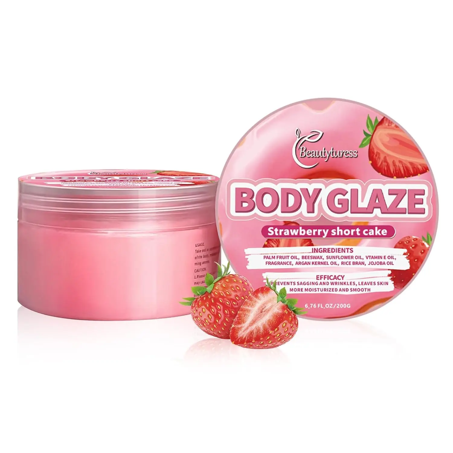 Strawberry Body Glaze Long-lasting Moisturizing Body Butter for Daily Body Care, 200g