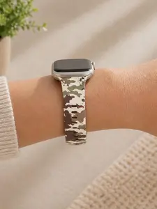 Neutral Camo Watch Band – Beige Camouflage Silicone Watch Strap – Trendy Watch Band for Women