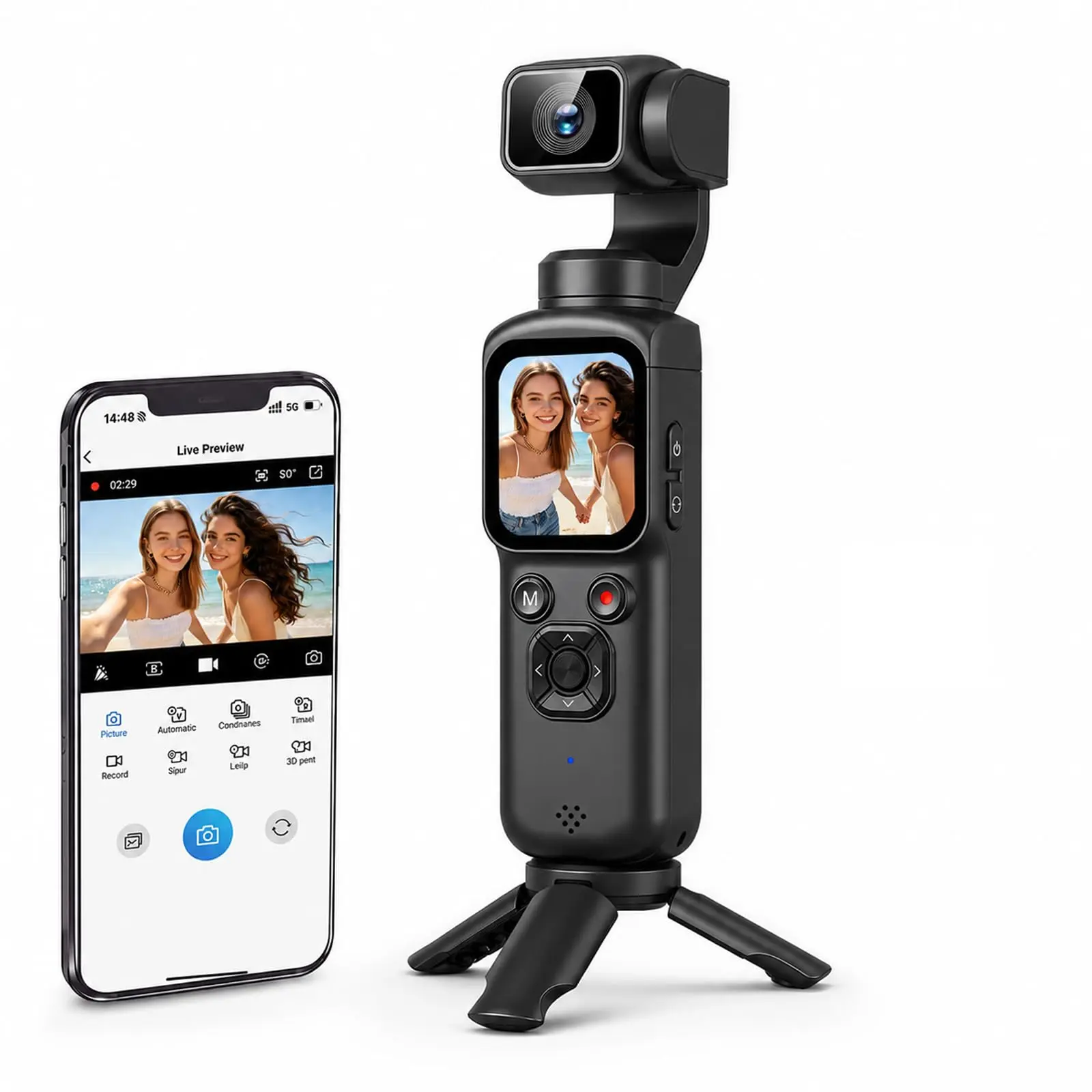 4K Digital Vlogging Camera with Smart AI Face Tracking, Rotating Lens Selfie Camera, WiFi Transfer, Webcam Function & Portable Creator Camera