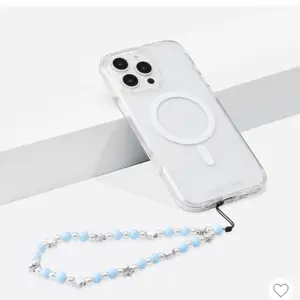 Case Mate Phone Charm - Clear Design for Smartphones & Cellphones with Beads and Clip Attachment