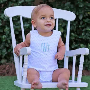 Blue Polka Dot Sun Bubble - Soft Knit Baby Boys Outfit