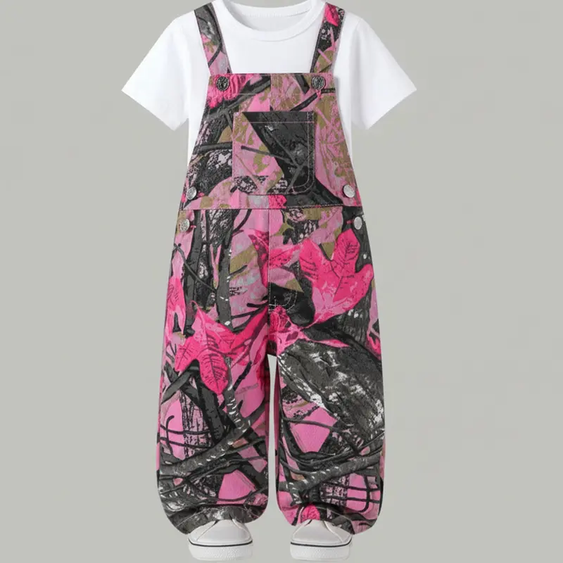 Baby Girl Floral Denim Overalls, Cute Vintage Style Bib Pants, Comfortable Washed Jeans for Daily Wear, Fashionable Toddler, Baby Girl Clothes