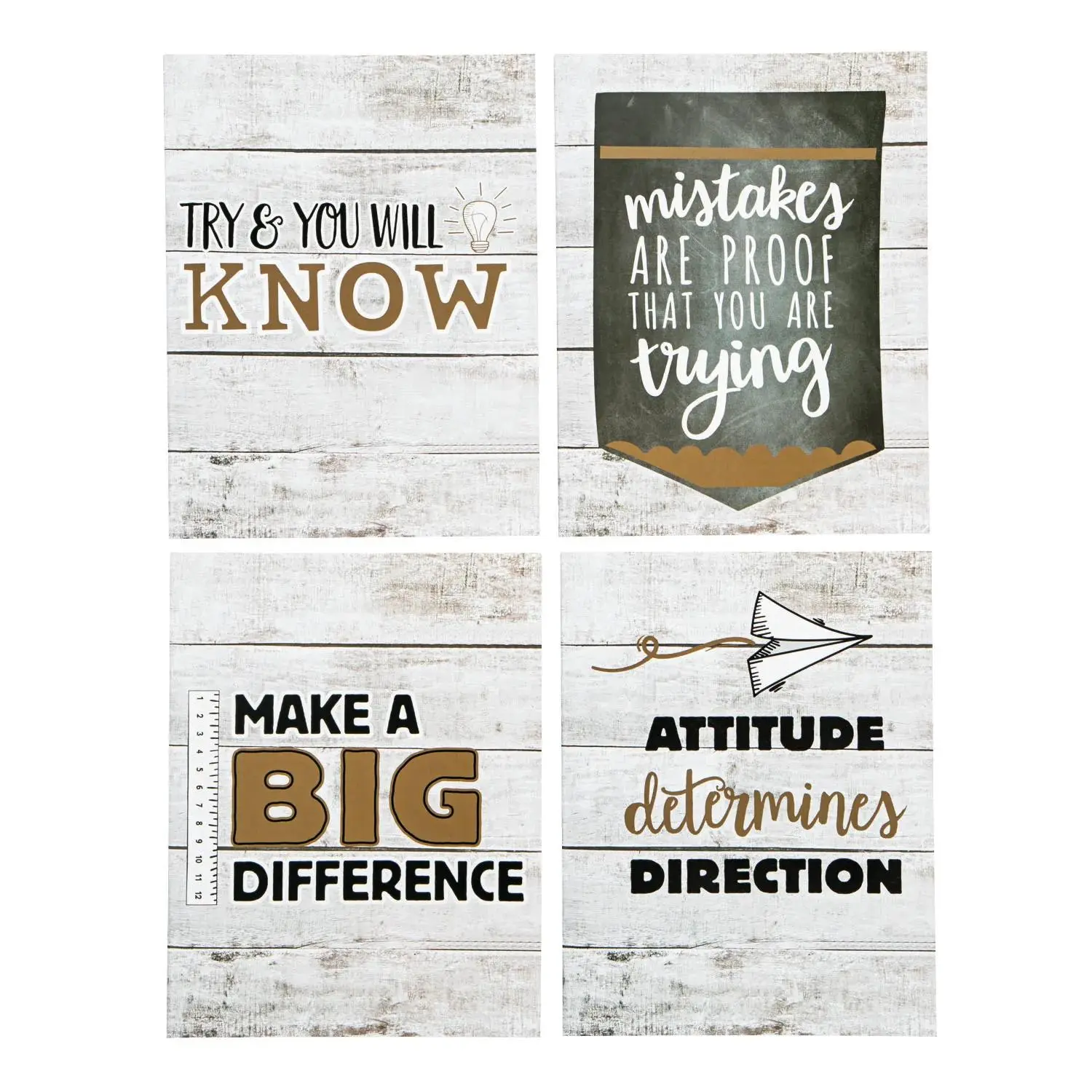 Rustic Journals, 12-Pc Office Stationery - Includes Blank, Lined Sheets (3/8" Ruling) for Classroom Writing Activities, Homework Assignments with Encouraging Messages, Journal, 8X11 Size