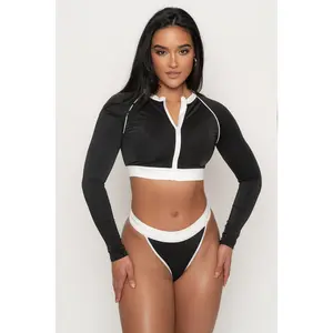 Black/White Contrast Bikini Set