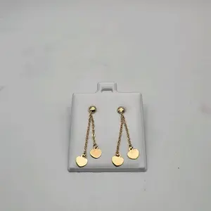 14 kt Gold Heart Dangle Earrings with Chain Elegant and Stylish Jewelry for Women Perfect for Any Occasion
